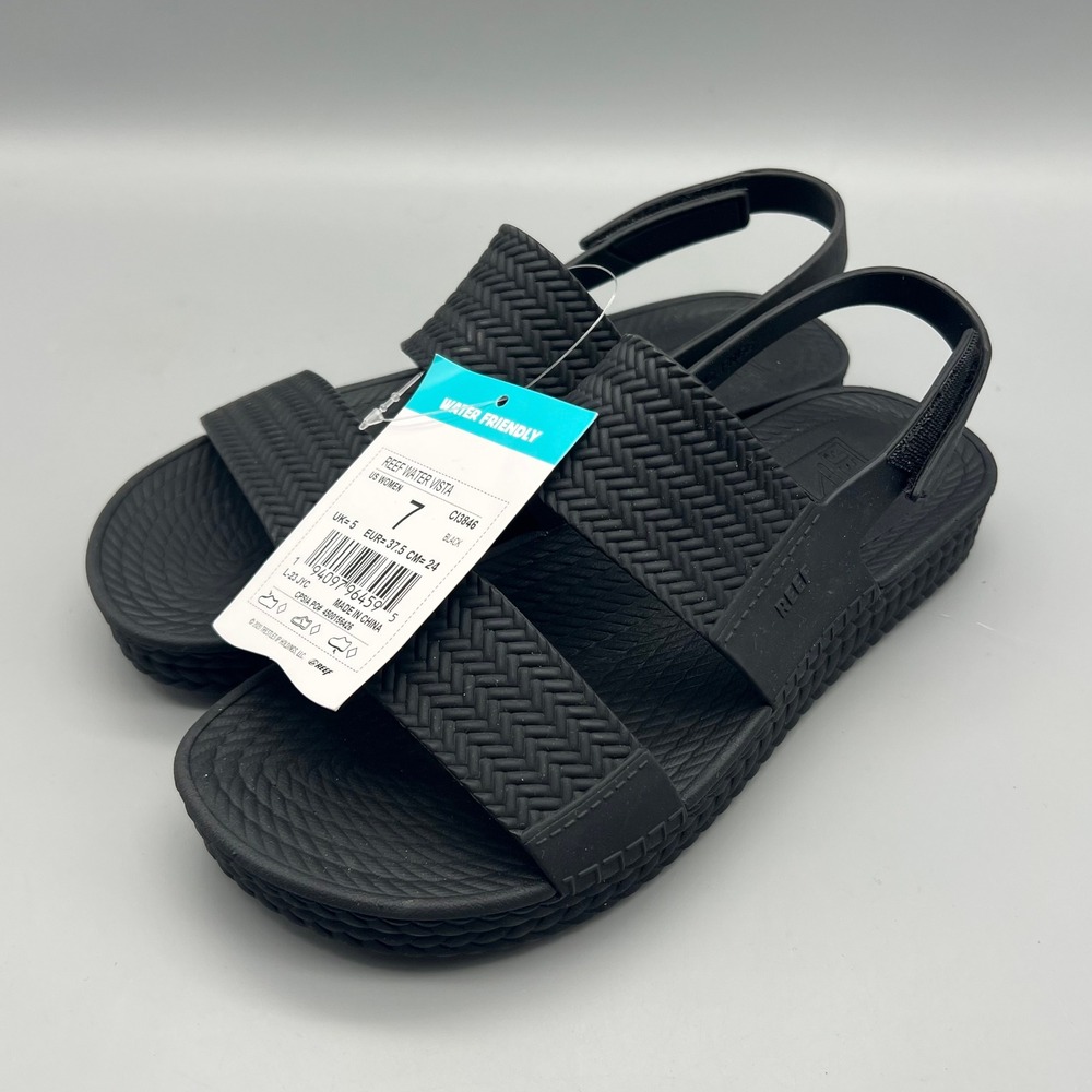 Reef Water Vista Sandals Women 7 Black Water Friendly Strappy Comfort CI3846 NWT